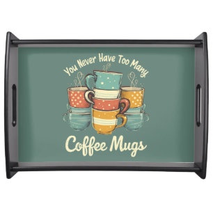 Retro Coffee Mug Stack Illustration Serving Tray