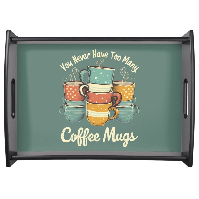 Retro Coffee Mug Stack Illustration Serving Tray (Front)