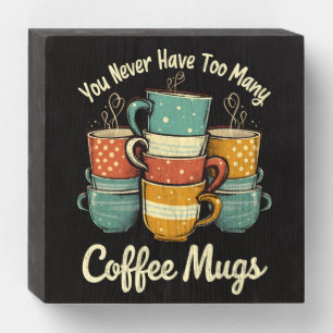 Retro Coffee Mug Stack Illustration Wooden Box Sign