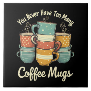 Retro Coffee Mug Stack Vintage Design Ceramic Tile