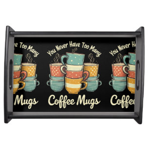Retro Coffee Mug Stack Vintage Design Serving Tray