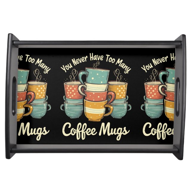 Retro Coffee Mug Stack Vintage Design Serving Tray (Front)