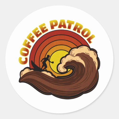 Retro Coffee Patrol Classic Round Sticker