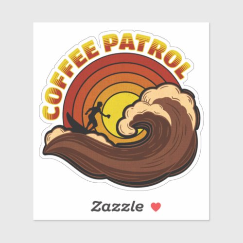 Retro Coffee Patrol Sticker