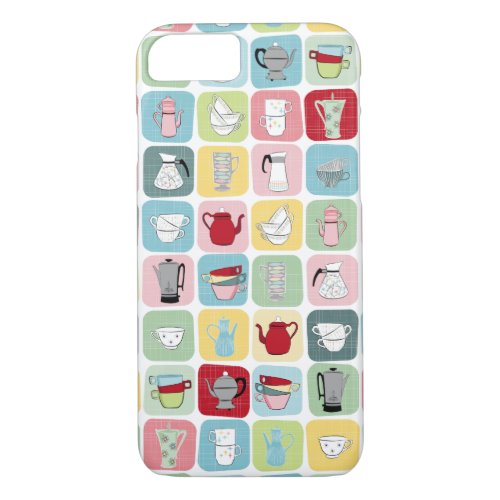 Retro Coffee Pots and Cups Pattern iPhone 87 Case