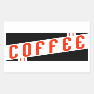 retro coffee rectangular sticker