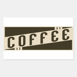 retro coffee rectangular sticker