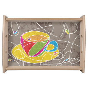 retro coffee shapes serving tray