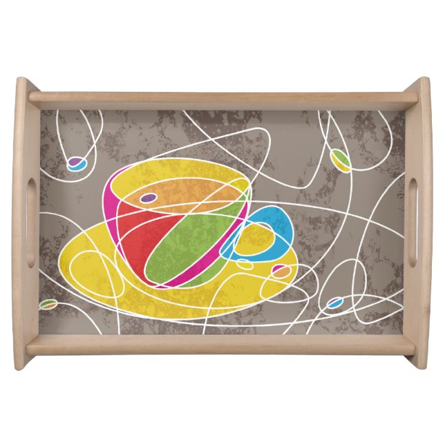 retro coffee shapes serving tray (Front)