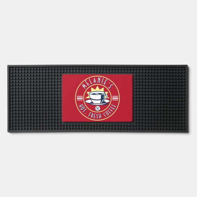Retro Coffee Shop Café Diner Template Bar Mat (Front)