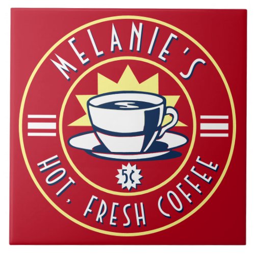 Retro Coffee Shop Caf Diner Template Ceramic Tile