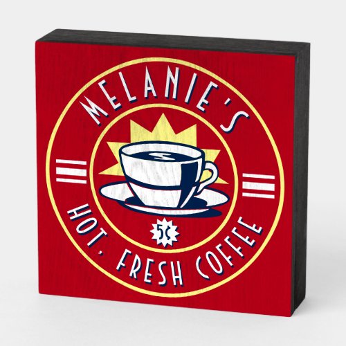 Retro Coffee Shop Caf Diner Template Wooden Box Sign