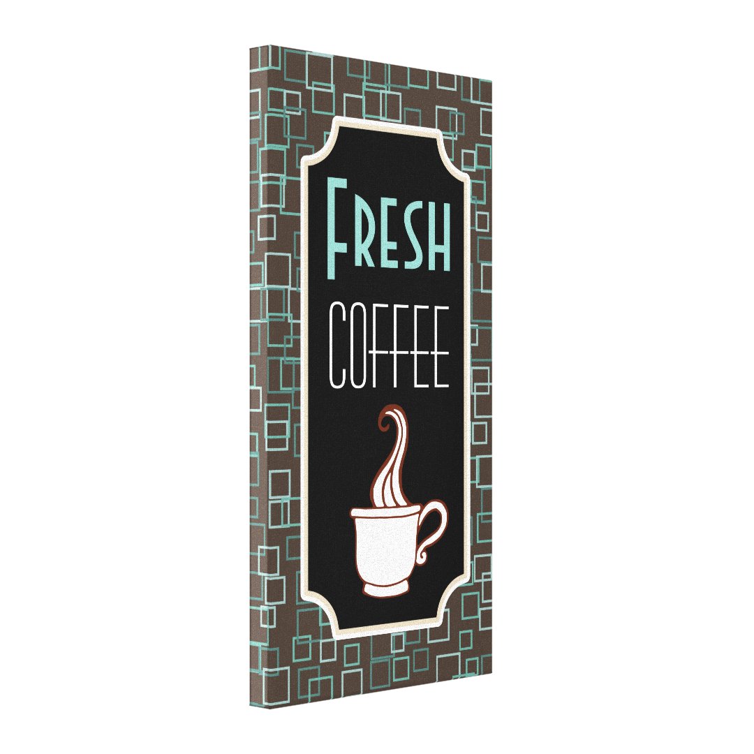 Retro Coffee Shop Wall Art Sign (Front Left)