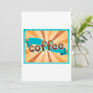 Retro Coffee Typography Teal Brown Sunburst Invitation