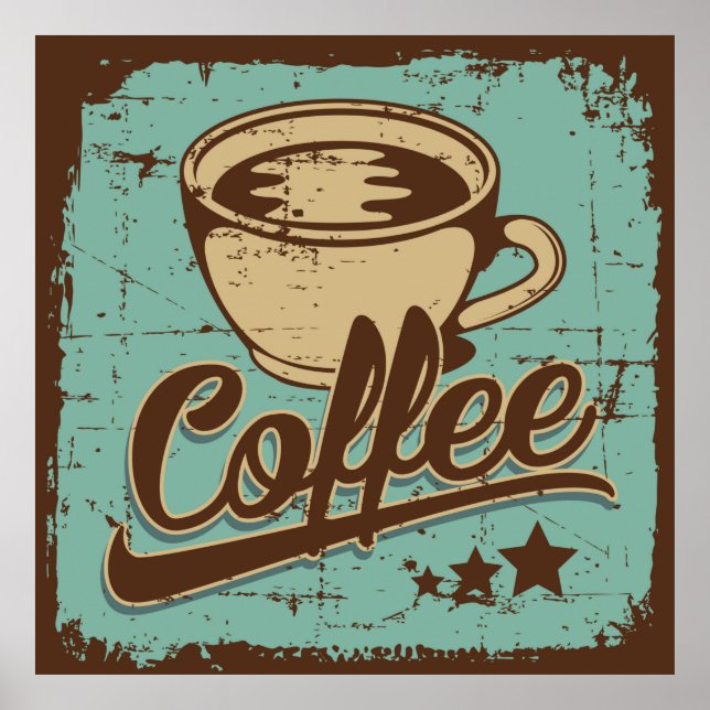 retro coffee word art Poster (Front)