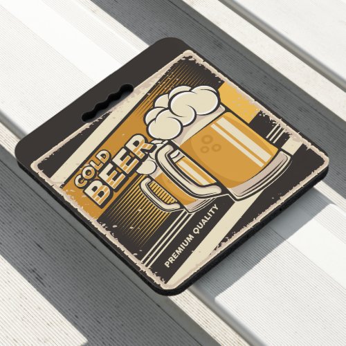 Retro cold beer vintage poster gold black white seat cushion
