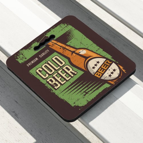 Retro cold beer vintage poster green black seat cushion