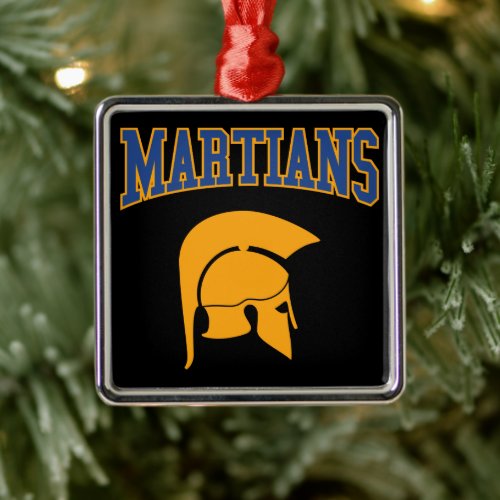 Retro College Blue Orange Martians Sport Metal Ornament