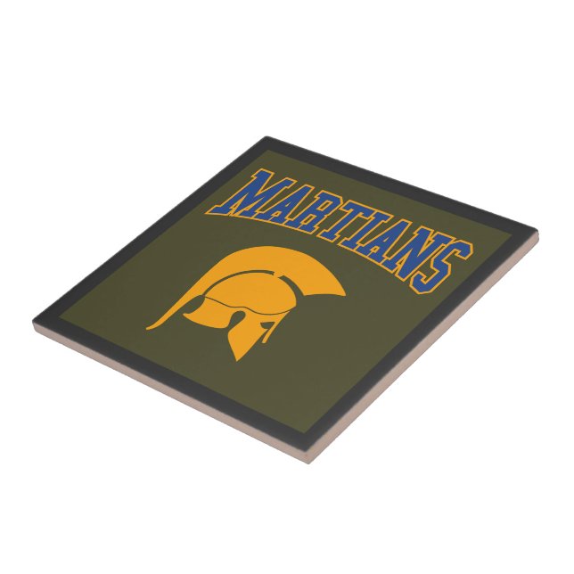 Retro College Blue Orange Martians Varsity Sport Ceramic Tile (Side)