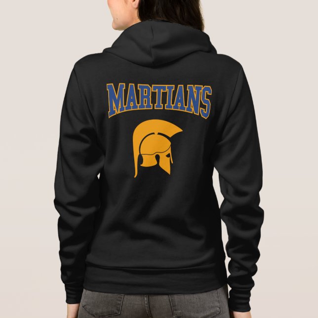 Retro College Blue Orange Martians Varsity Sport Hoodie (Back)