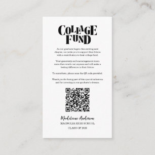 Retro College Fund Graduation Black Checkerboard Enclosure Card