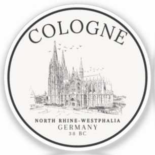 Retro Cologne Cathedral Germany Panorama Sticker