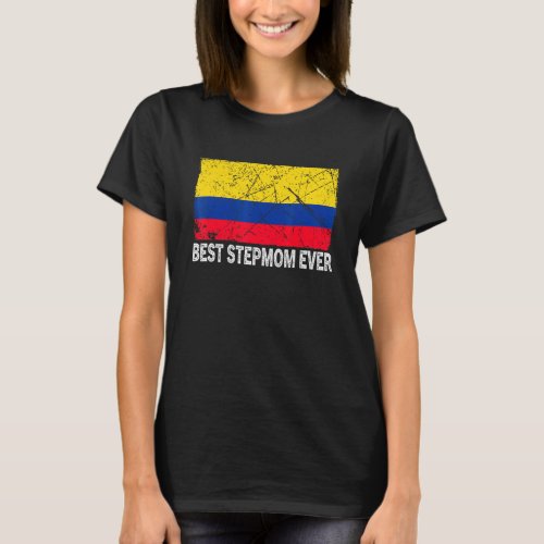 Retro Colombia Flag Best Stepmom Ever  Mothers Da T_Shirt