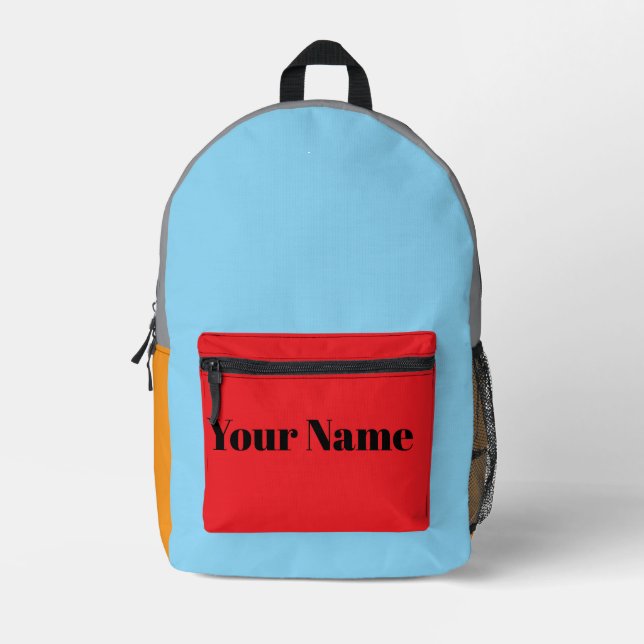 Retro Color Block Custom Name Printed Backpack (Front)