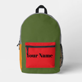 Retro Color Block Custom Name Printed Backpack