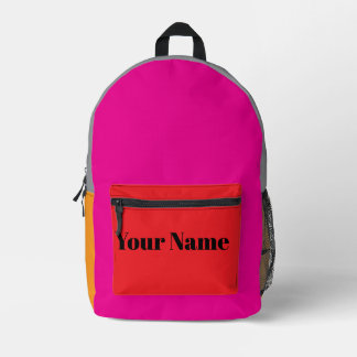 Retro Color Block Custom Name Printed Backpack