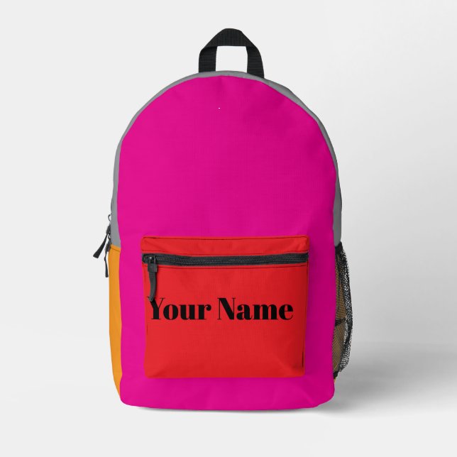 Retro Color Block Custom Name Printed Backpack (Front)