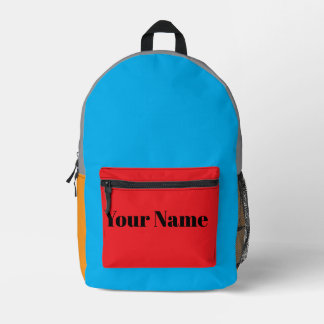 Retro Color Block Custom Name Printed Backpack