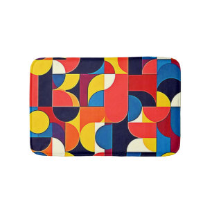 Retro Color Block Geometry Art Bath Mat
