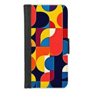 Retro Color Block Geometry Art iPhone 8/7 Wallet Case