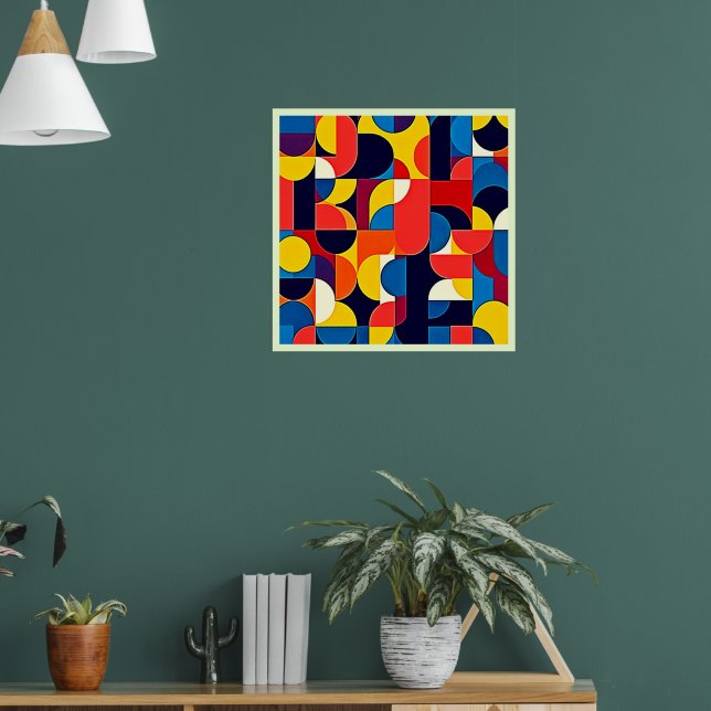 Retro Color Block Geometry Art Poster (Living Room 1)