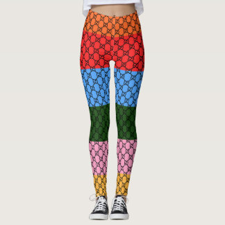 Retro Color Block Monogram Leggings