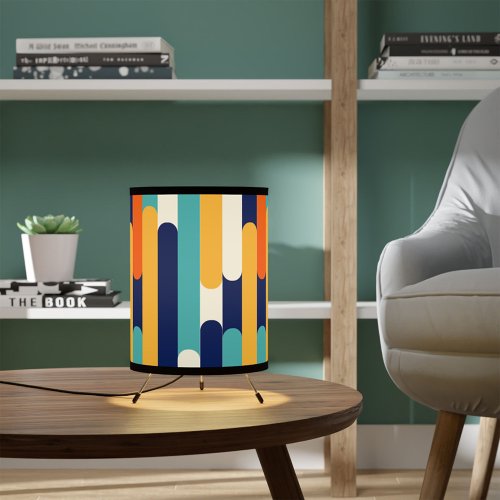 Retro Color Block Pattern Tripod Lamp