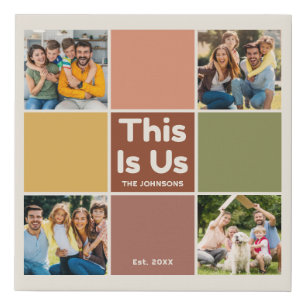 Retro Color Block This Is Us Quote 4 Photo Collage Faux Canvas Print