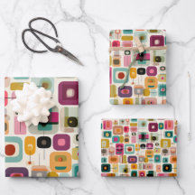 RETRO Color Blocks Mid Century Geometric Pattern 