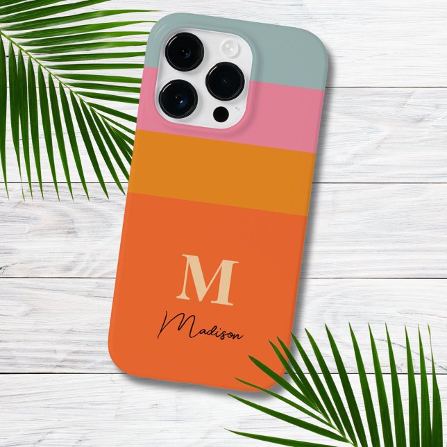 Retro Color Blocks Monogram  Case-Mate iPhone Case (Creator Uploaded)