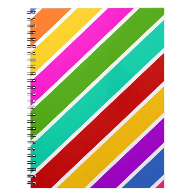 Retro color candy stripes pattern  notebook (Front)