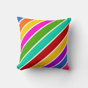 Retro color candy stripes pattern  throw pillow