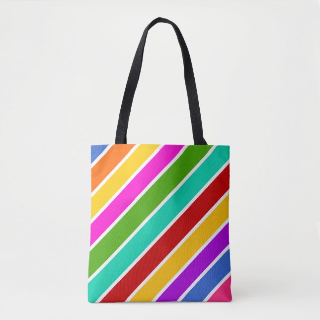 Retro color candy stripes pattern  tote bag (Front)