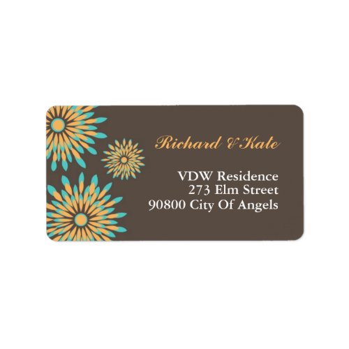 Retro Color Floral Pattern Address Label