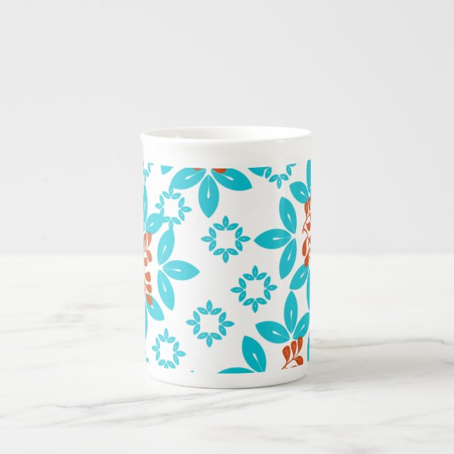Retro Color Leaf Pattern Bone China Mug (Front)