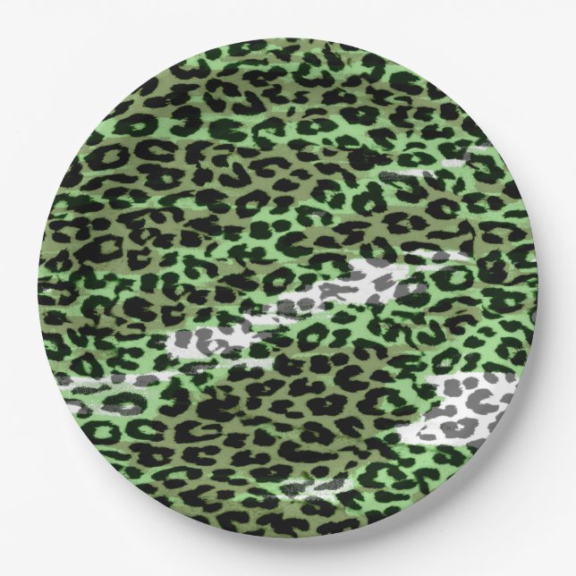 Retro Color Leopard Print Skin #112 Paper Plates (Front)