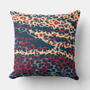 Retro Color Leopard Print Skin #13 Throw Pillow