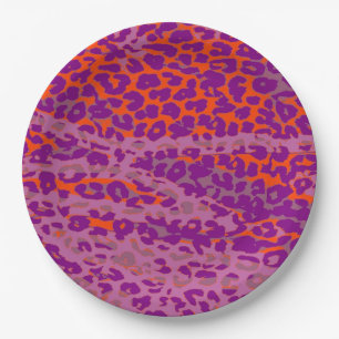 Retro Color Leopard Print Skin #40 Paper Plates