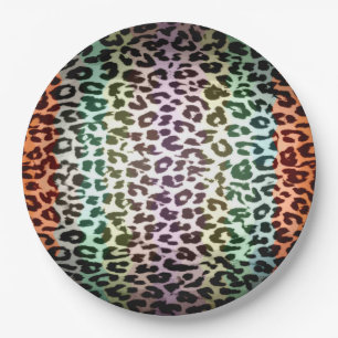 Retro Color Leopard Print Skin #84 Paper Plates