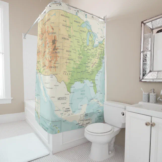 Retro Color Map of the World Shower Curtain | Zazzle